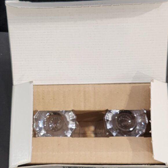 Modern Contemporary Mikasa Crystal Nob Hill Pillar Diamond Point Textured Pair 4 - Picture 3 of 9